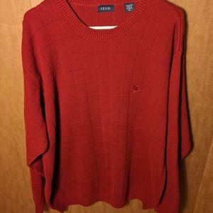 Vintage Men's XL Red Izod Pullover Crew Neck Sweater